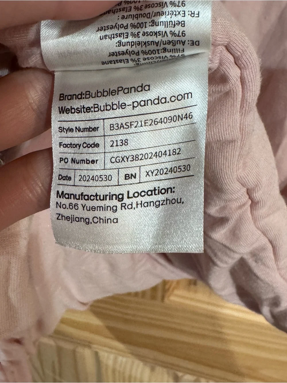 BubblePanda Pink Bamboo Sleep Sack with‎ Feet 1.0 TOG Size L 90-100cm Toddler